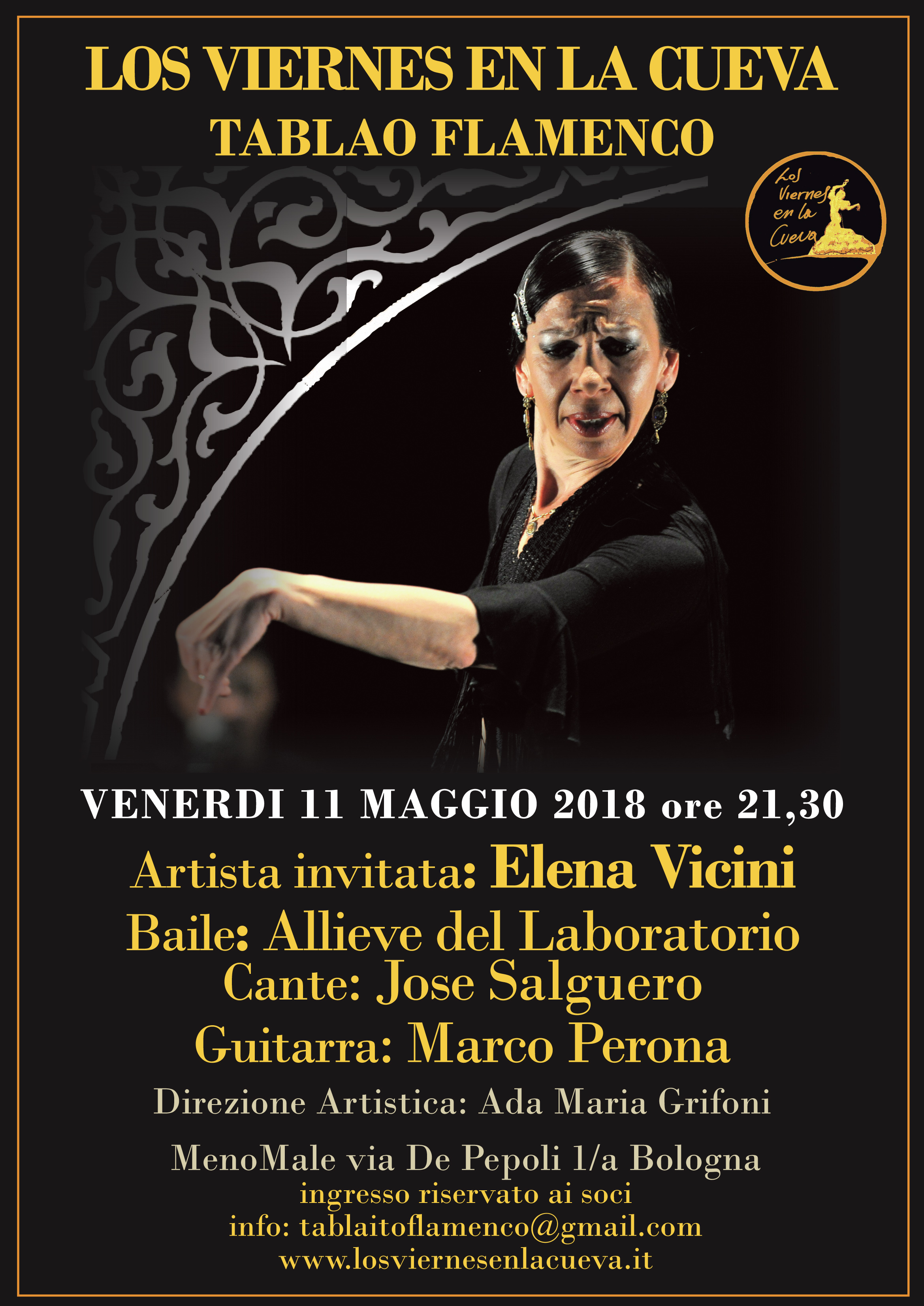 tablao flamenco Bologna centro elena Vicini Los Viernes en la Cueva